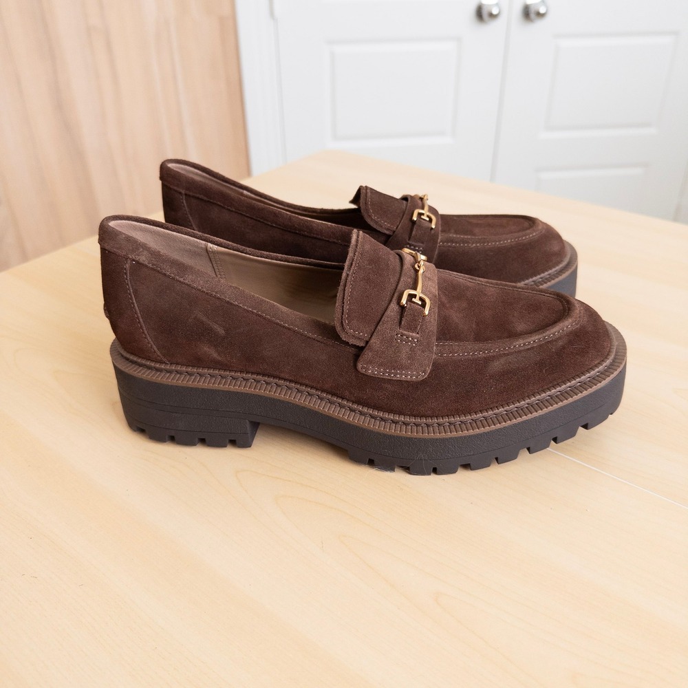Sam Edelman Womens Lea Suede Loafer 8.5 Brown Lug Sole Horsebit Preppy Academia - Picture 4 of 9